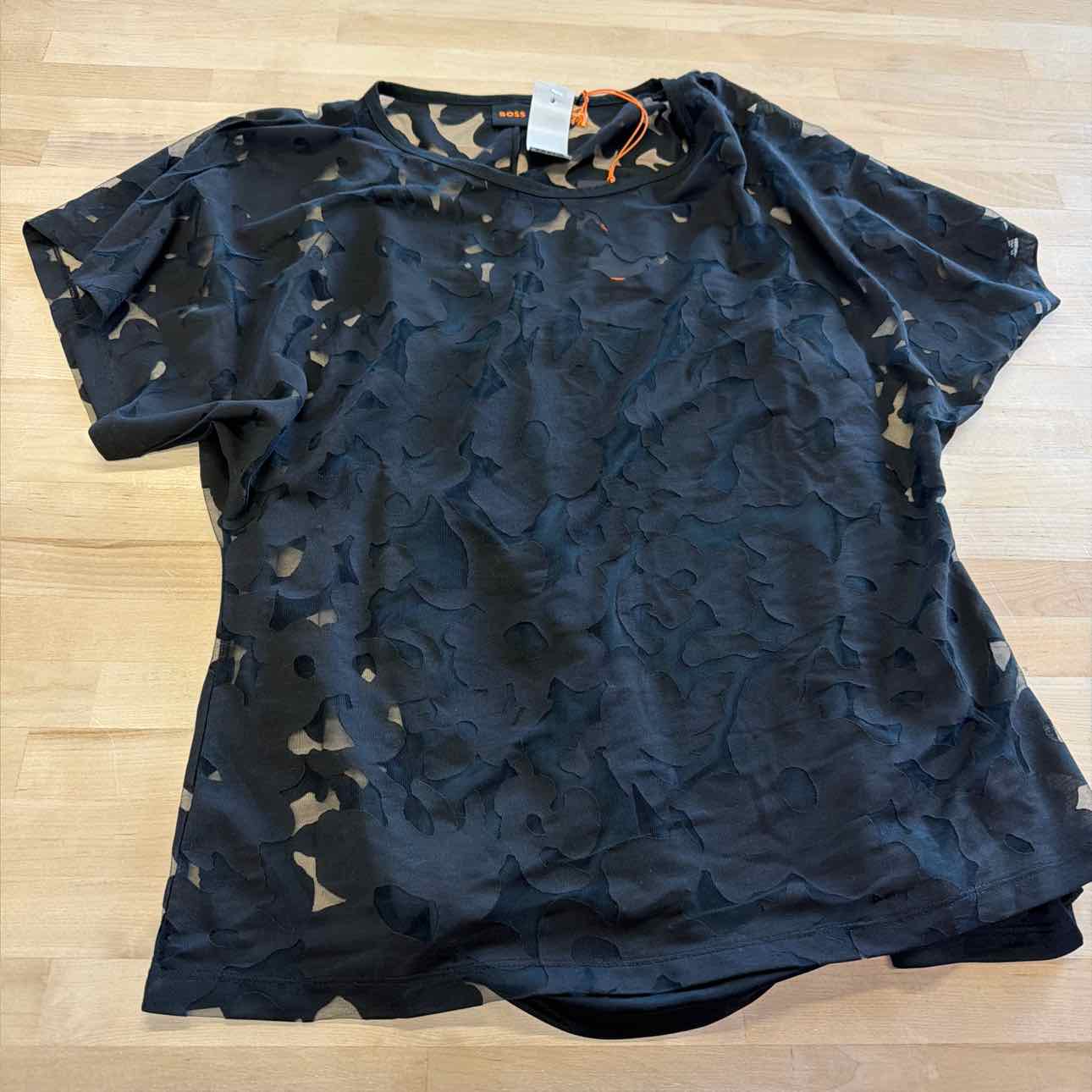 BOSS Orange Womens Floral Lace Top Black XL