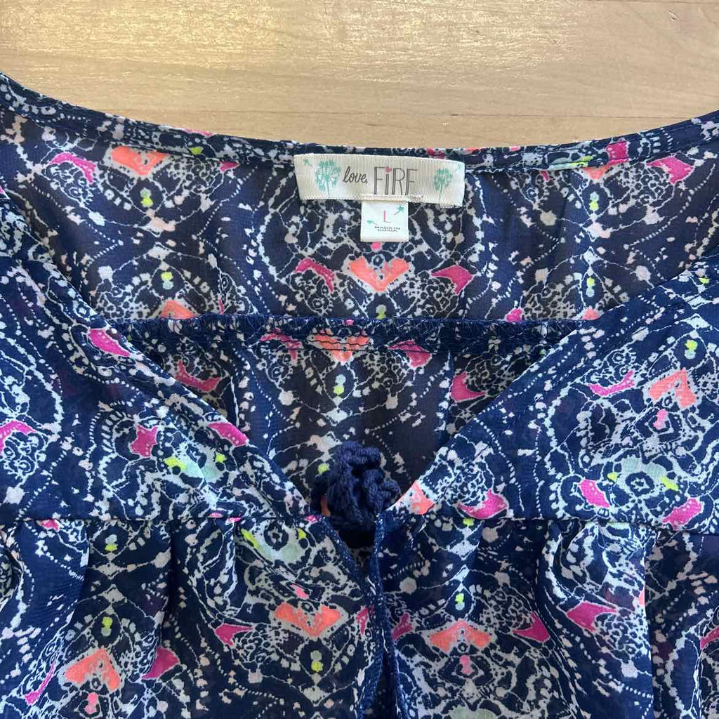 Love fire Size L Blue Sheer Preloved Blouse