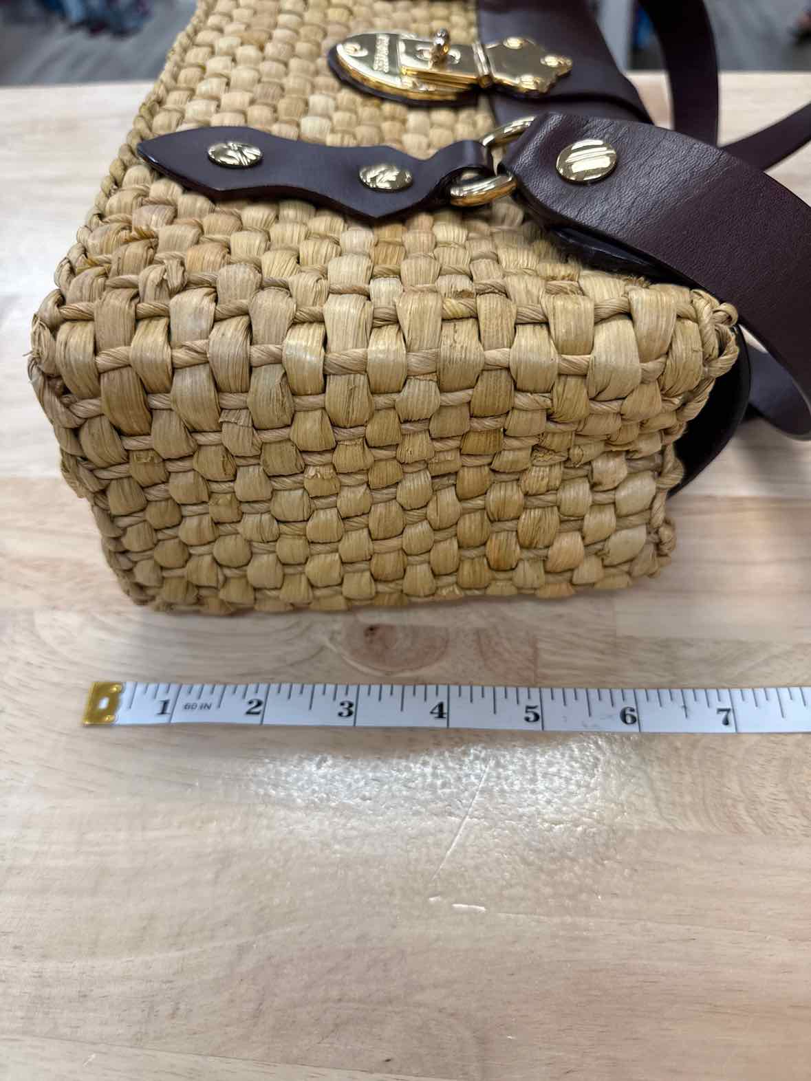 Michael Kors Santorini East West raffia bag Brown Leather