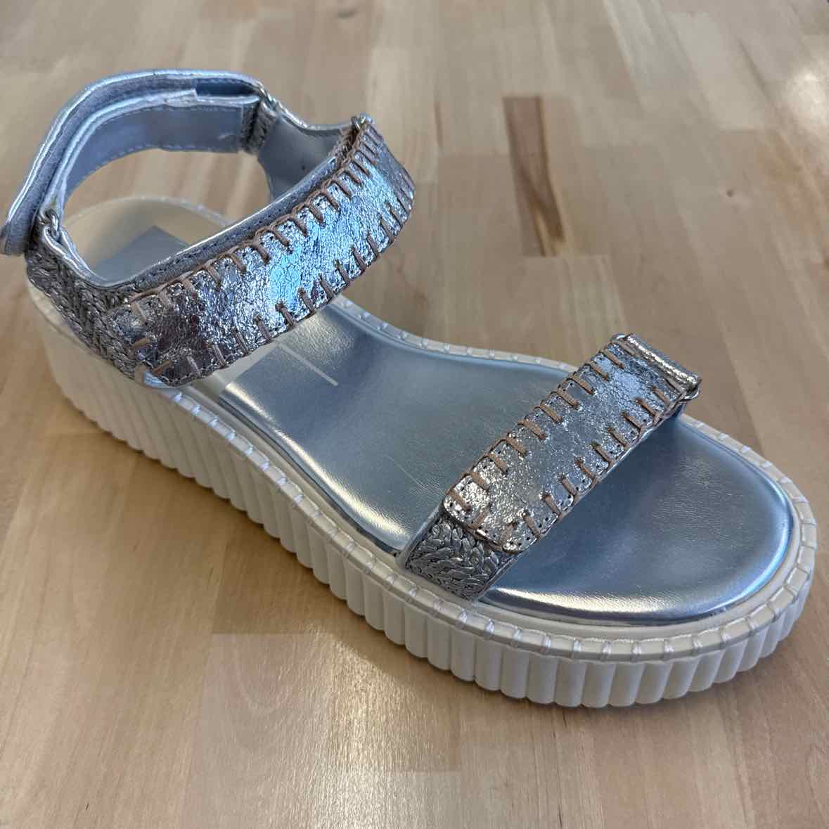 Dolce Vita Shoe Size 9.5 Debra Metallic Leather Wedge Platform Sandal