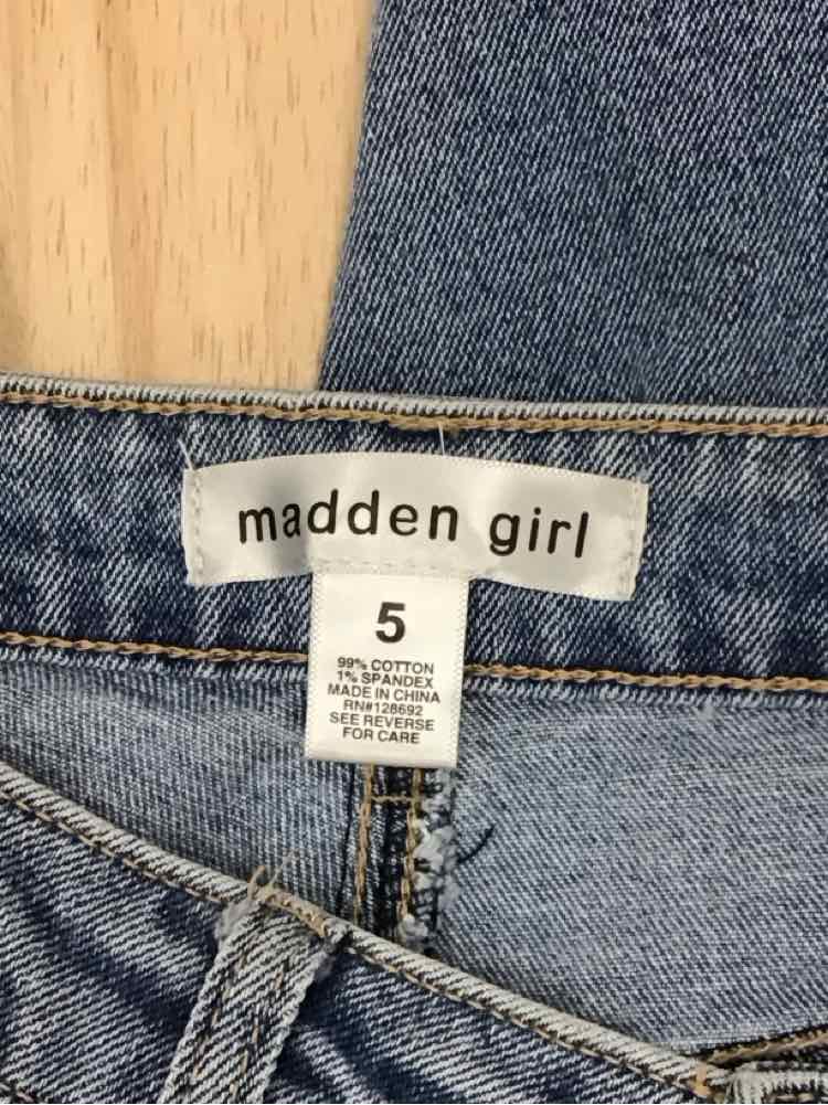 Madden Girl Size 5 Super High Rise Distressed 90s Wide Leg Jeans - Medium Wash