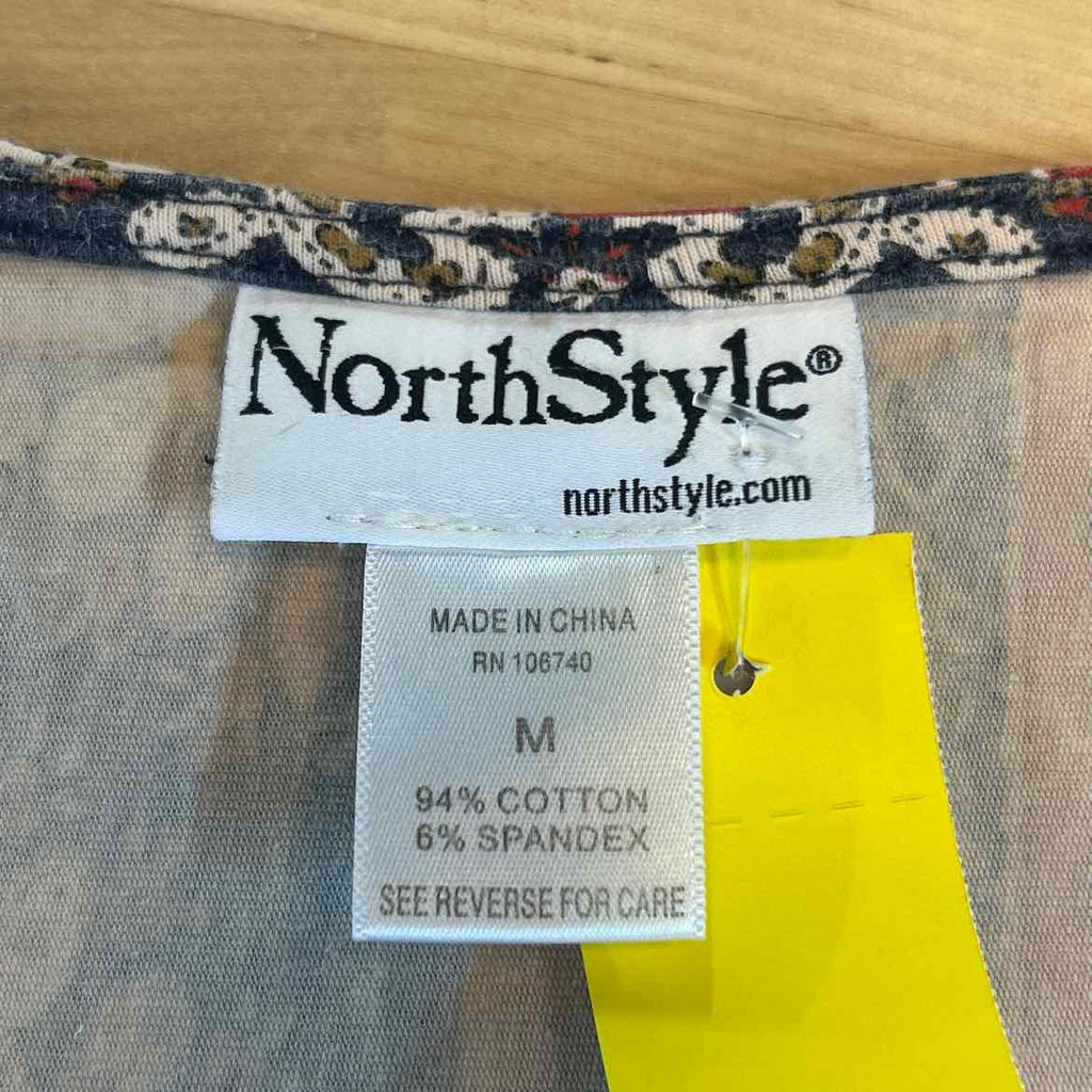 North Style Size M Blue Red Preloved Blouse LS