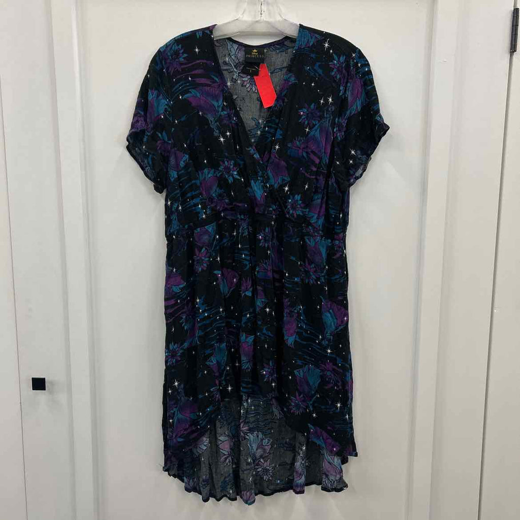 Disney Size 1 Blue & Aqua Print Preloved Blouse SS