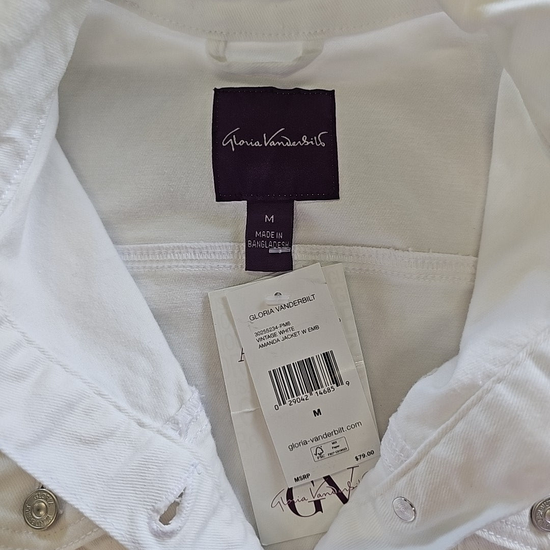 Gloria Vanderbilt Women's Amanda Embroidered Denim Jacket - Vintage White