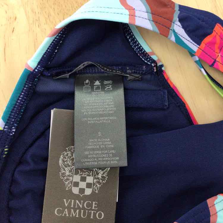 Vince Camuto Size S Floral O-Ring-Trim Bikini Top - Multi