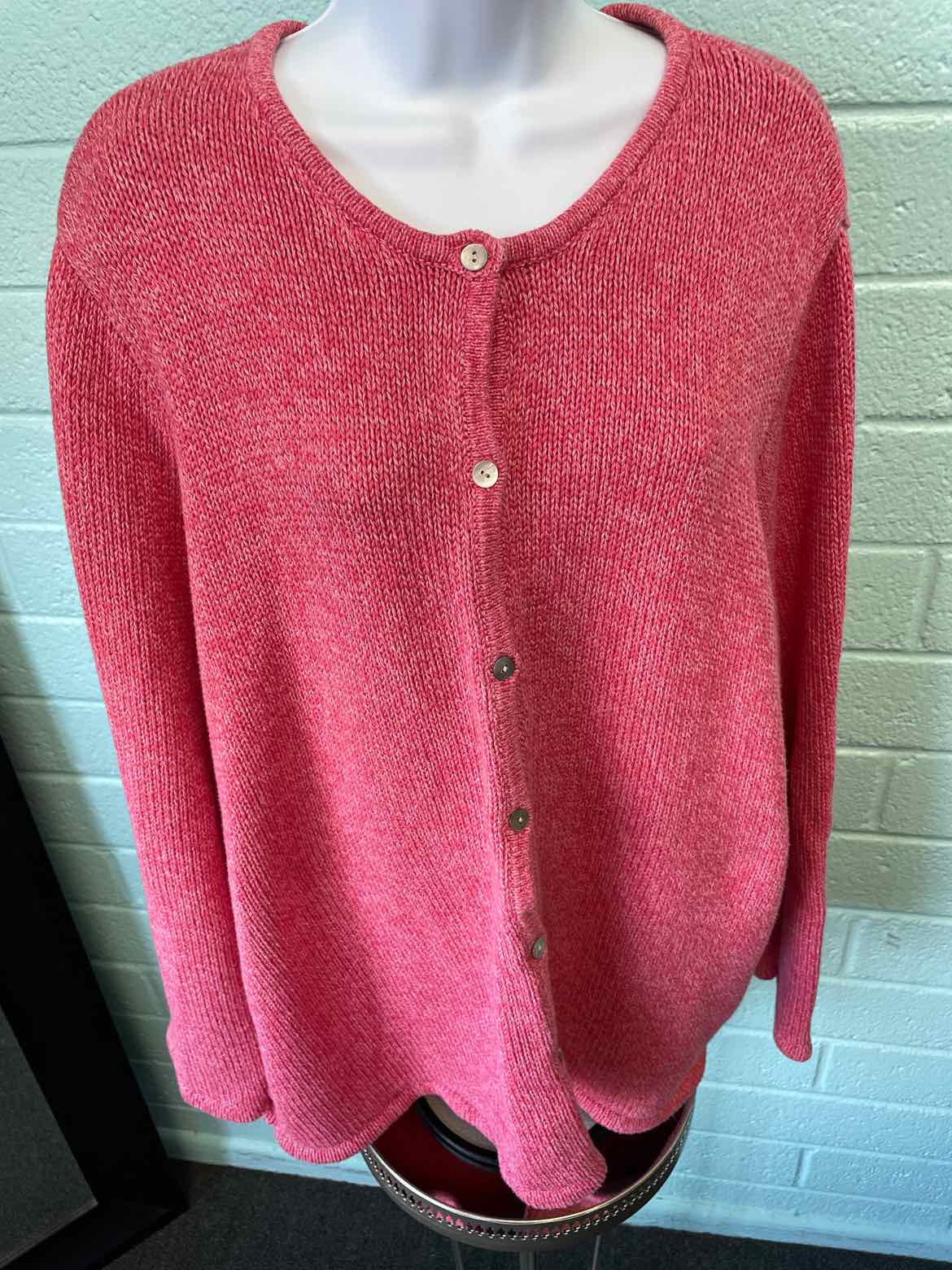 LL Bean Size 3X Pink Cardigan