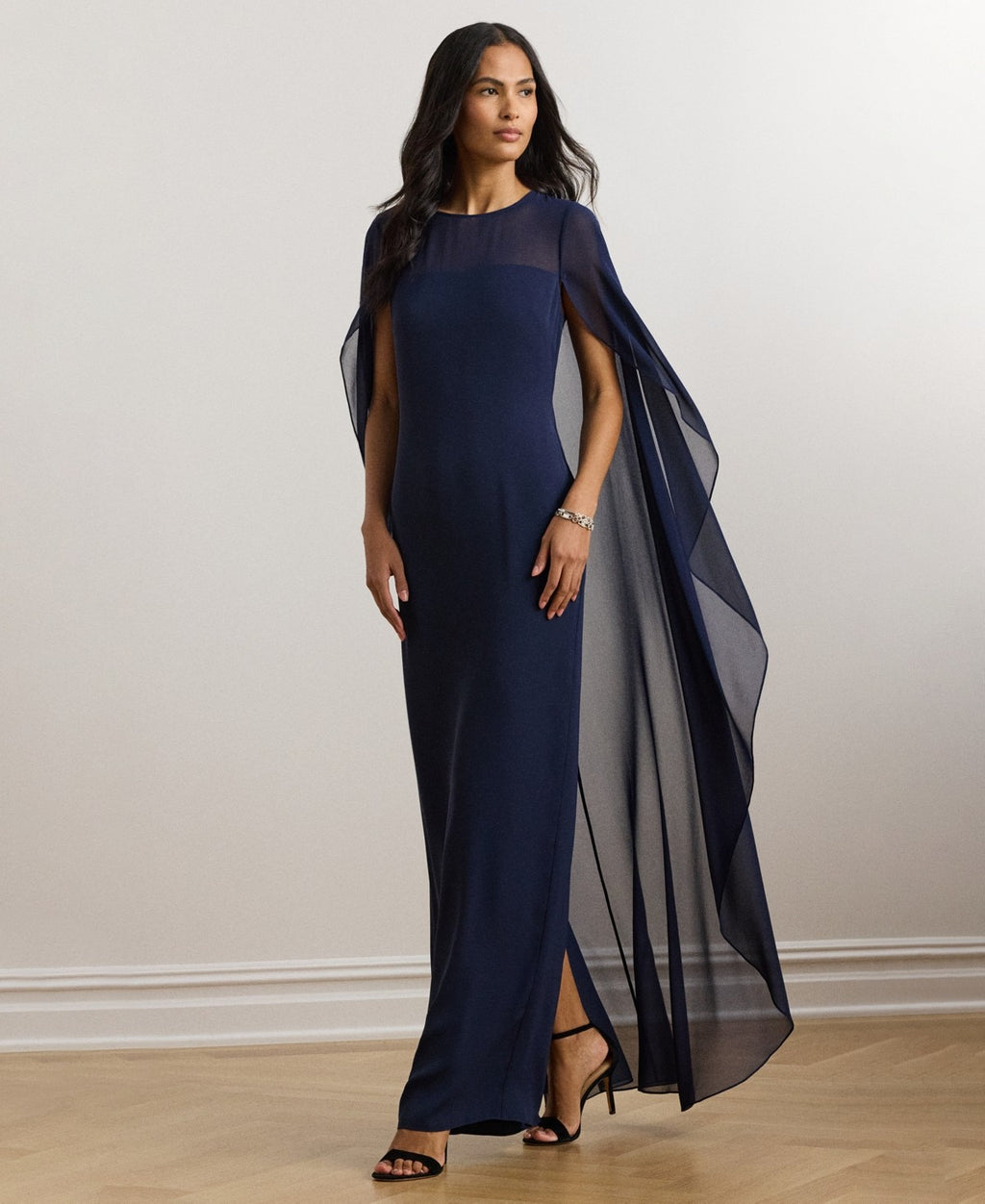 Lauren Ralph Lauren Women's Cape Georgette Gown - Navy