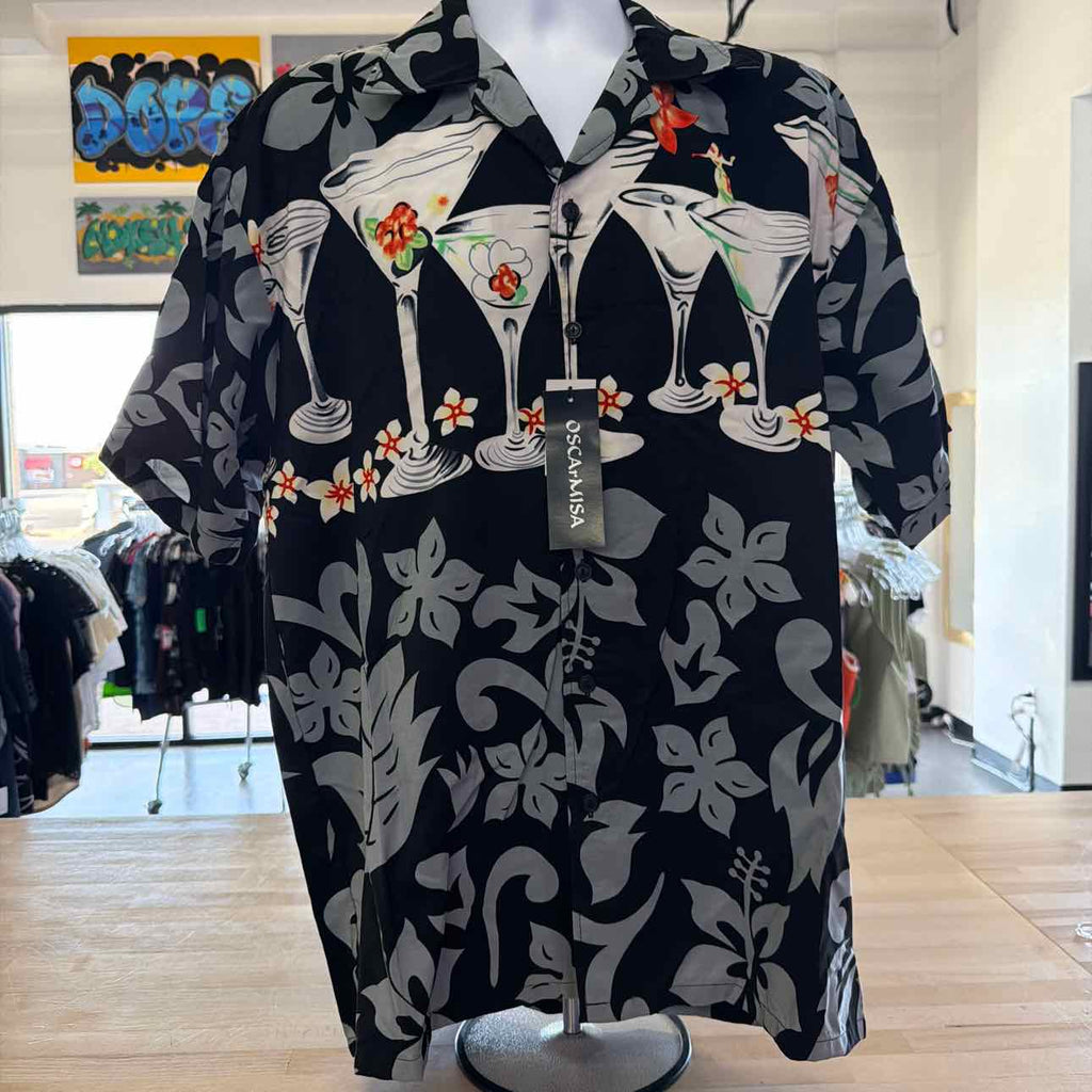 Ferugini Men Short Sleeve Polyester Card, Dice & Slots Gambling Shirt Size Xl