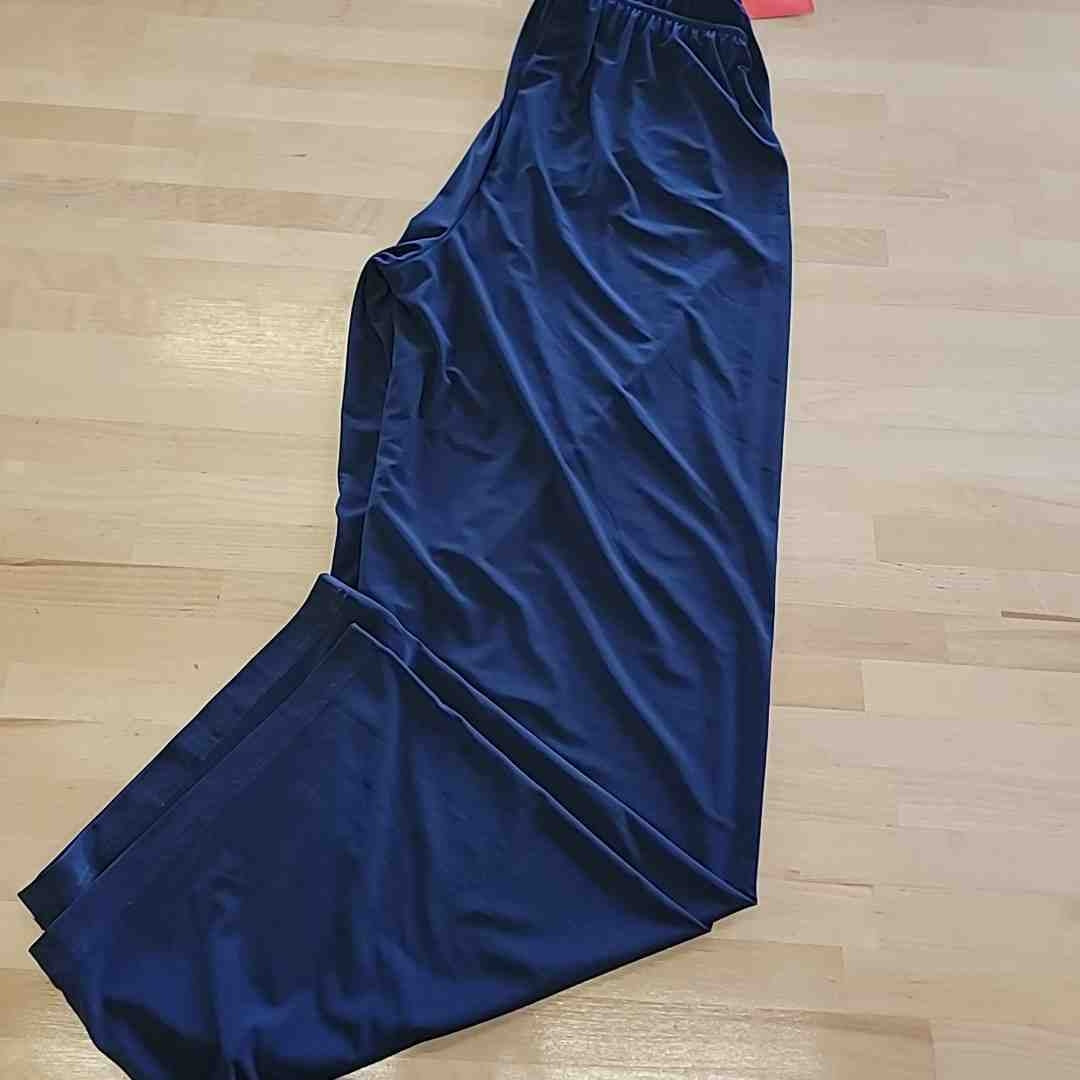 Alex Eveinings Size L Blue Matte Jersey Straight Leg Pants