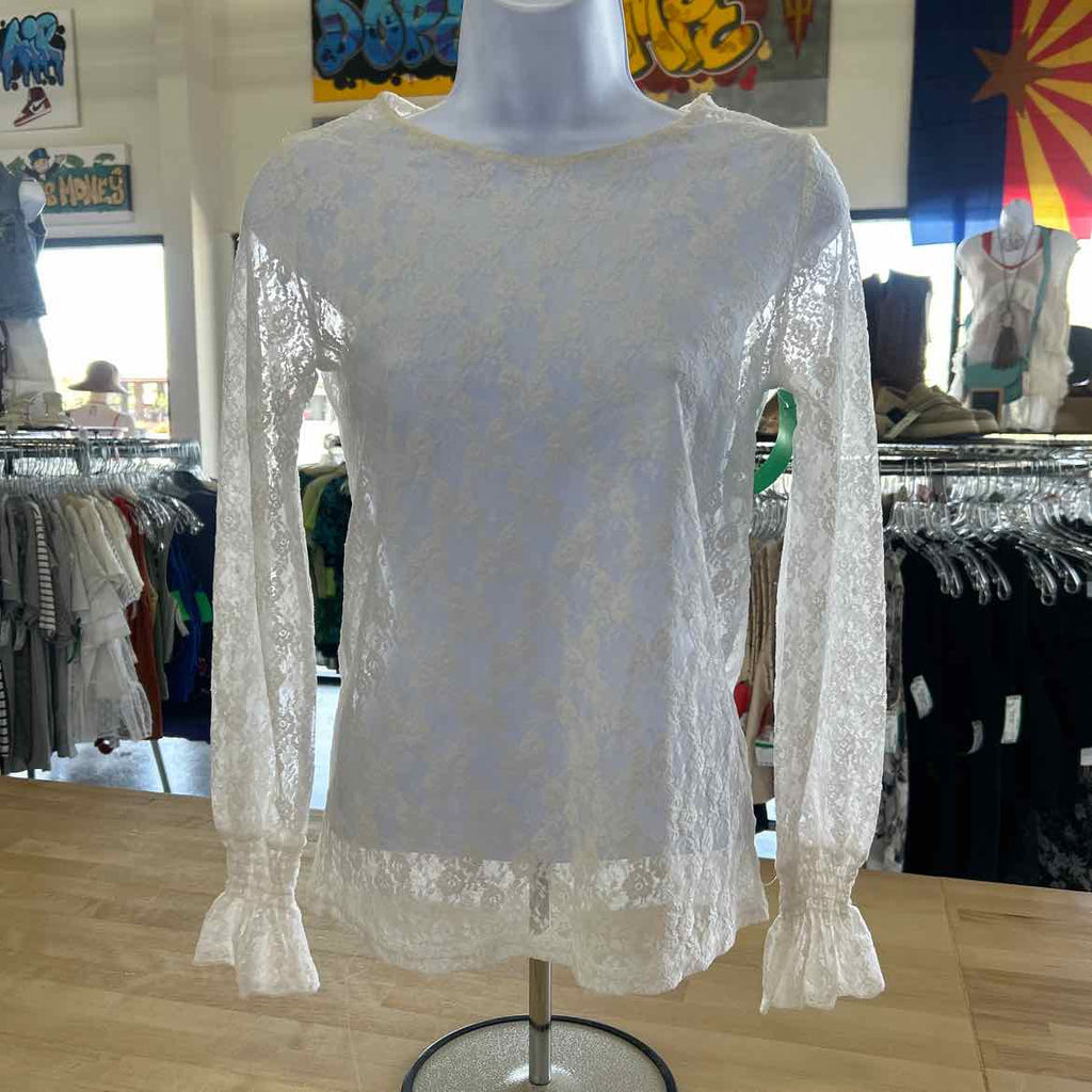 AssortedBrands Size S/M White Lace Preloved Blouse LS