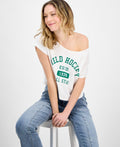 Self E Size M Graphic Off-the-Shoulder T-Shirt - White
