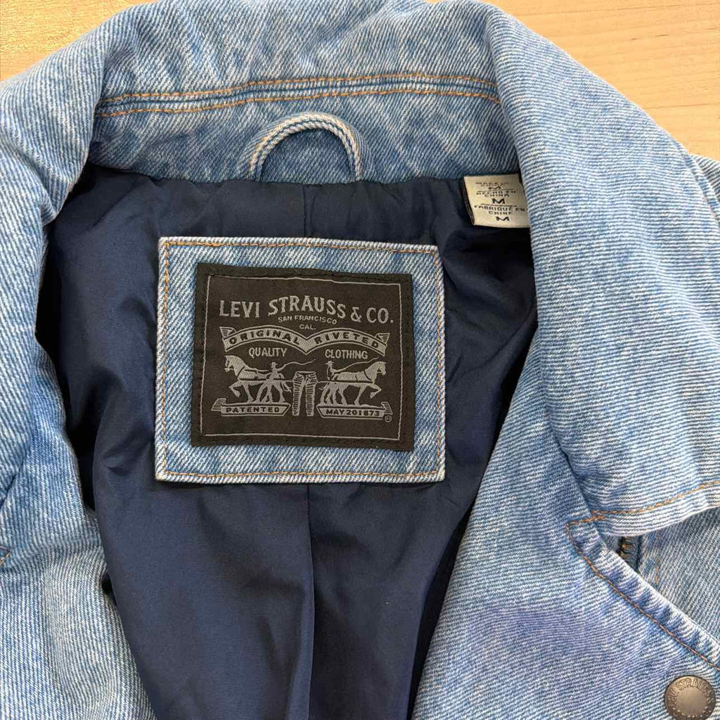 Levi's Women's Cropped Denim Moto Jacket - Lt Wash Denim
