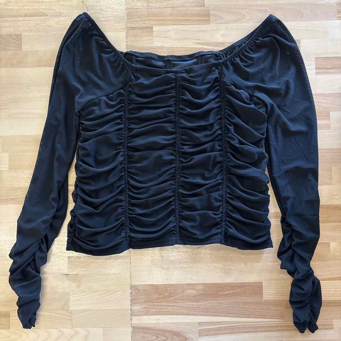 Jolie & Joy Size 1X Black Mesh Long Sleeve