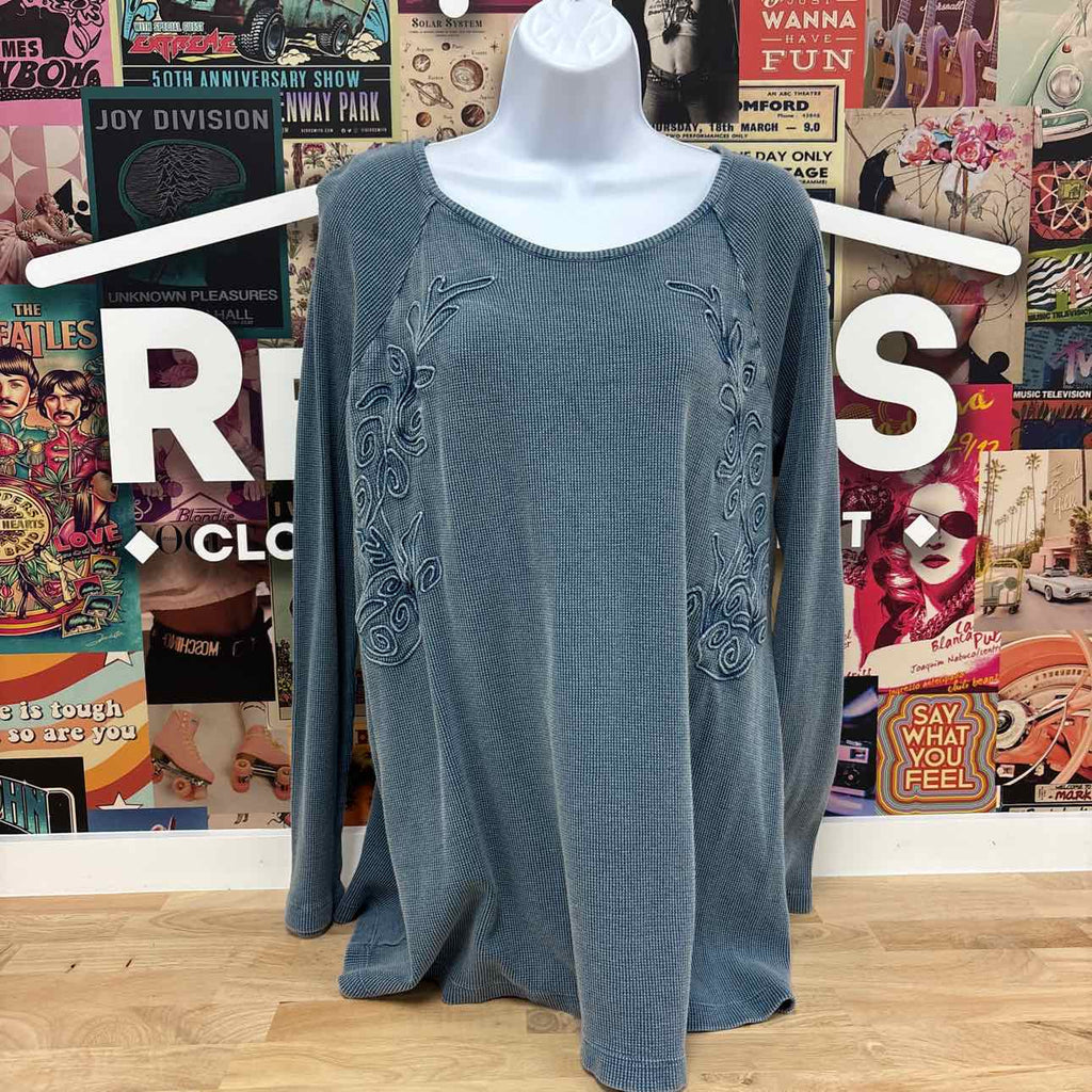Soft Surroundings Size L Teal Knit Shirt