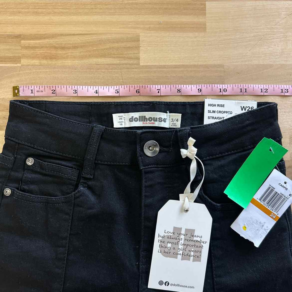 Dollhouse Juniors' Seam Front High-Rise Capri Jeans - Pure Black