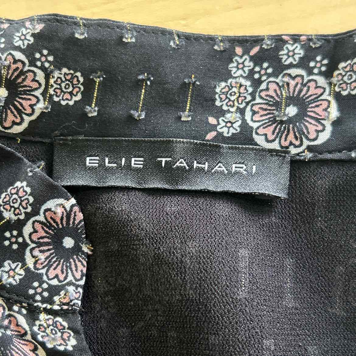 Elie Tahari Size L Black Preloved Blouse LS