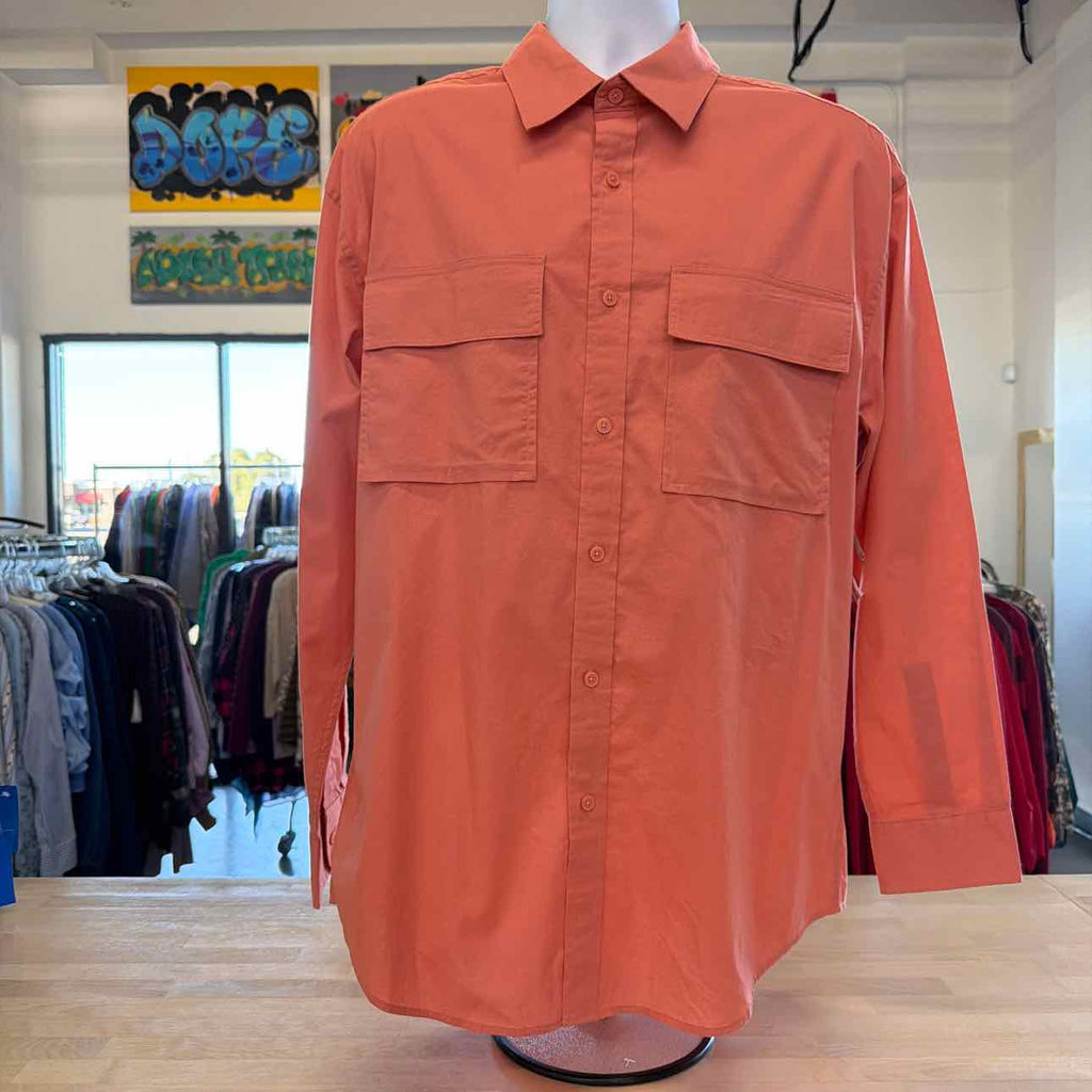 Mode of One Men's Long-Sleeve Button-Front Utility Shirt - Sunbaked Clay