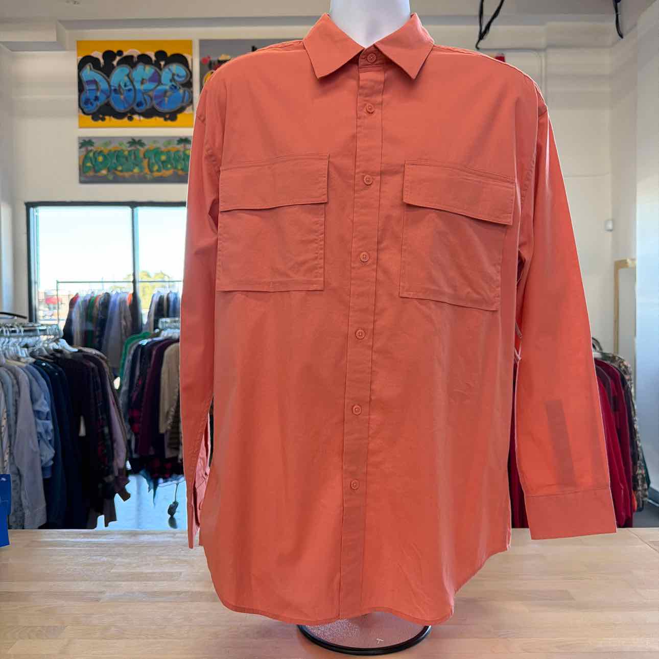 Mode of One Men's Long-Sleeve Button-Front Utility Shirt - Sunbaked Clay