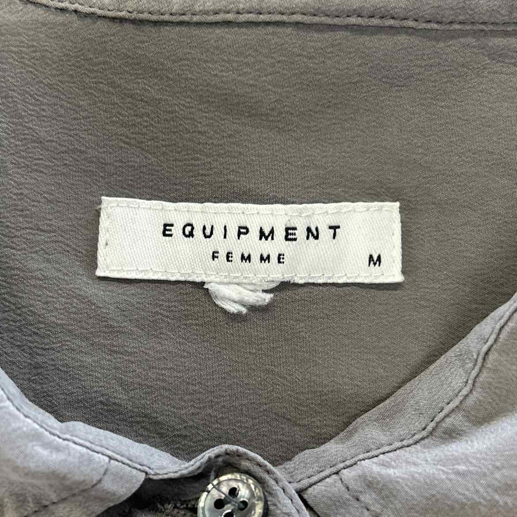 Equipment Size M Gray Silk Preloved Button Down LS
