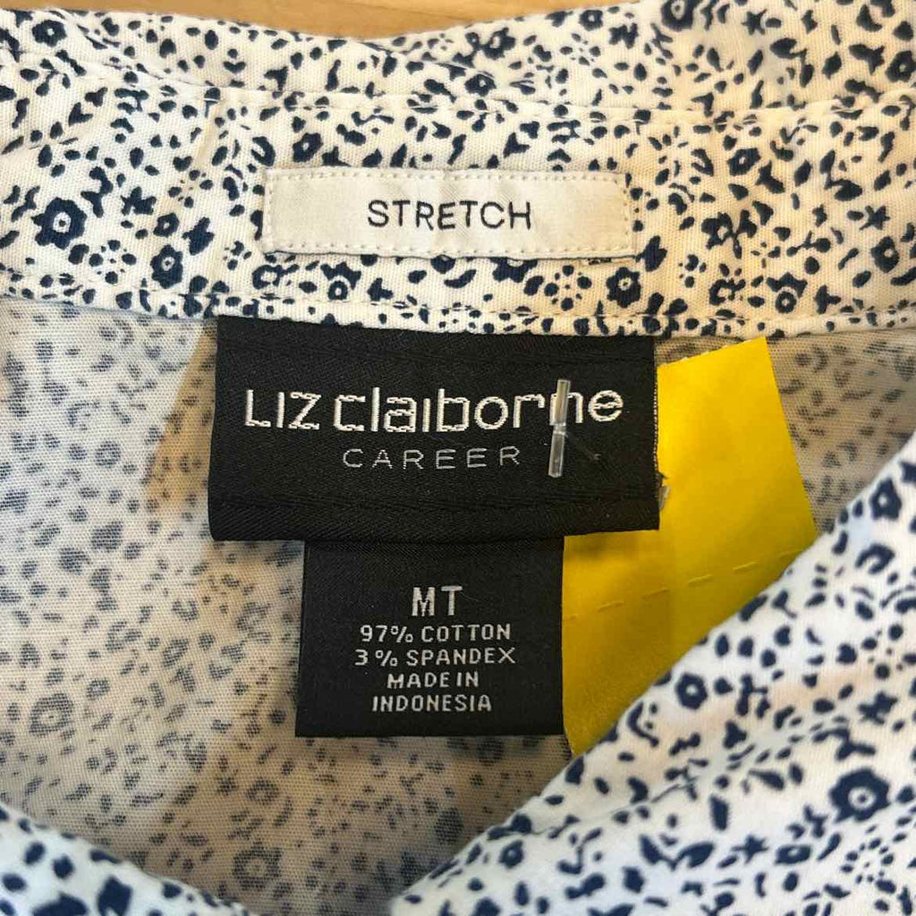 Liz Claiborne Size MT Black White Preloved Button Down LS