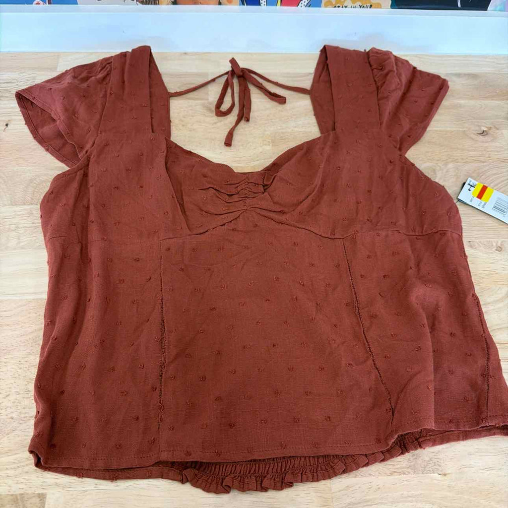 BCX Size L Clip-Dot Sweetheart-Neck Top