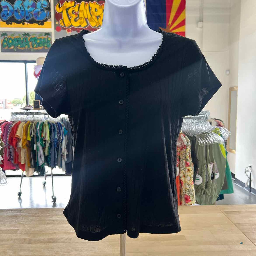 Hiatus Size L Black Preloved Button Down SS