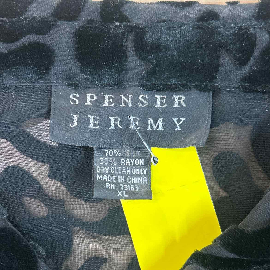 Spencer Jeremy Size XL Black Mesh Velvet Preloved Button Down LS