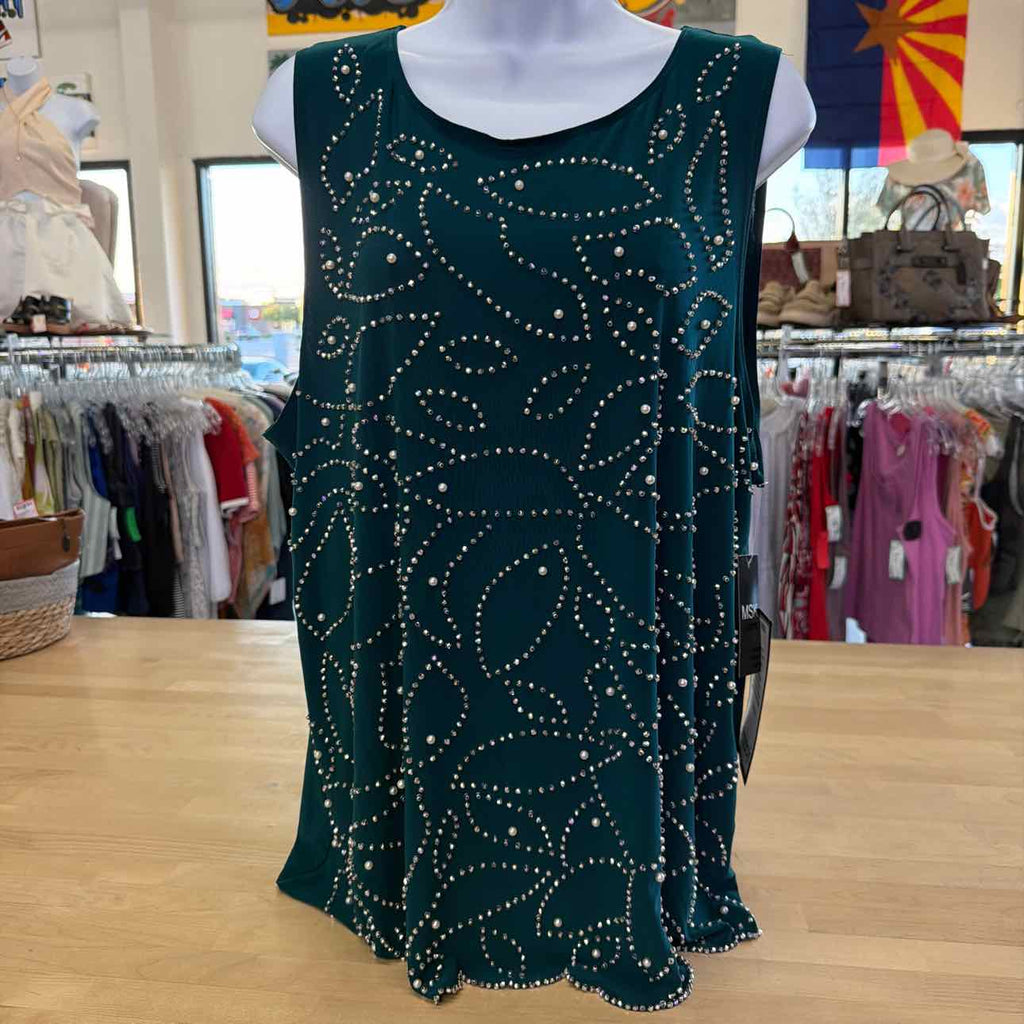 Msk Women's Scalloped-Hem Tank Top - Neo Emerald