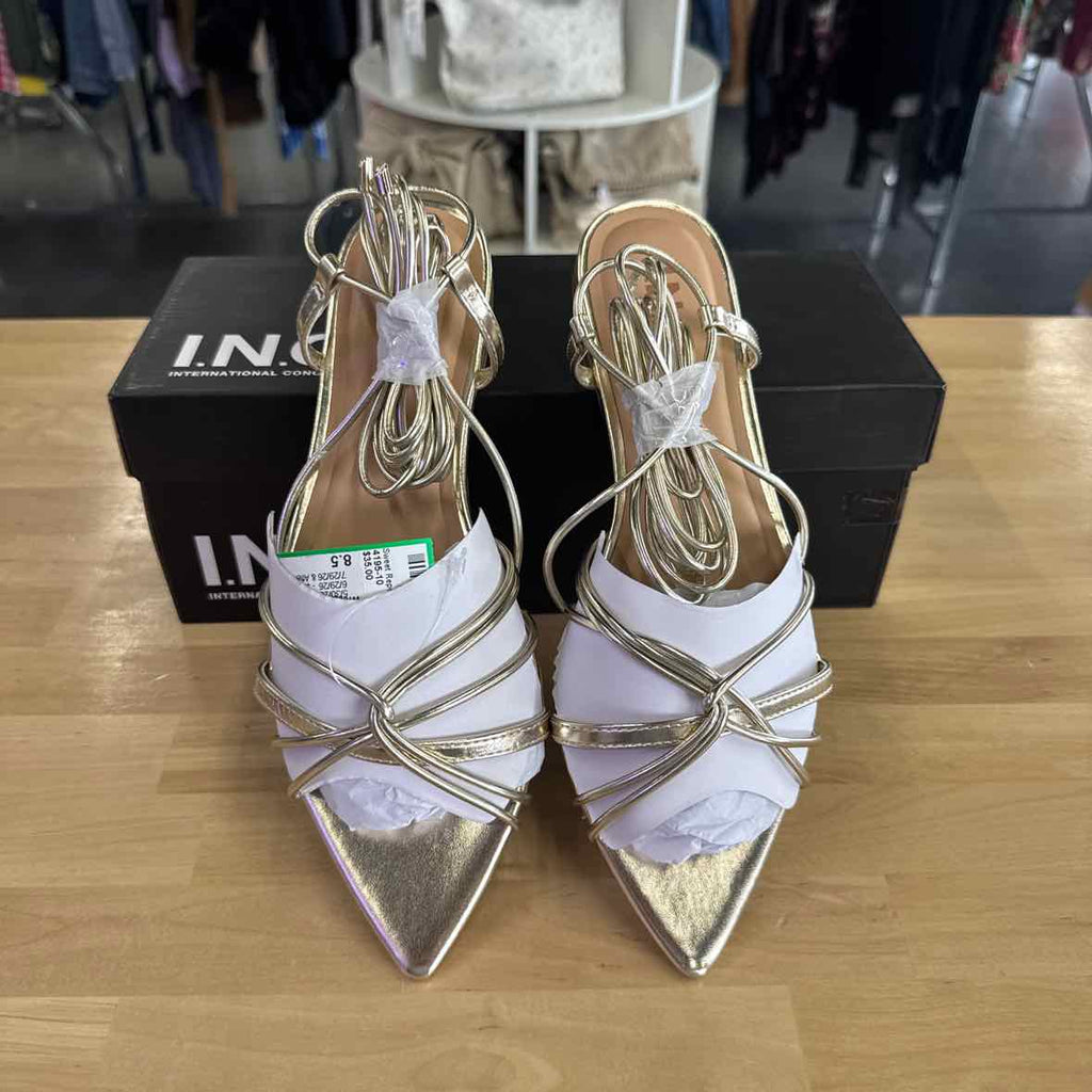 I.n.c. International Concepts Women's Kharmaa Lace-up Flat Sandals - Gold - 8.5