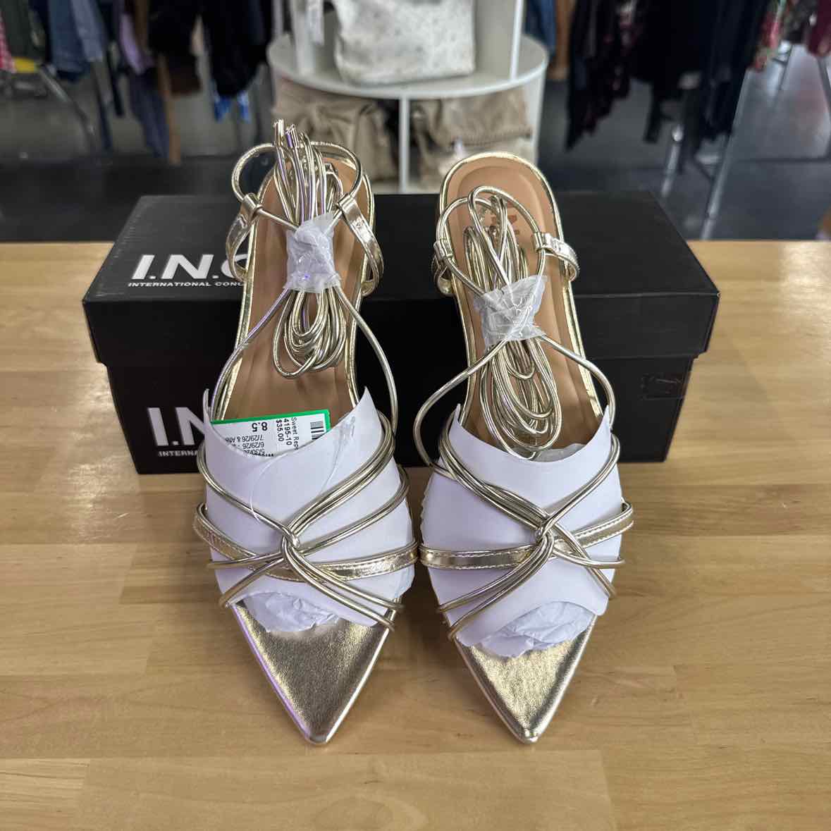 I.n.c. International Concepts Women's Kharmaa Lace-up Flat Sandals - Gold - 8.5