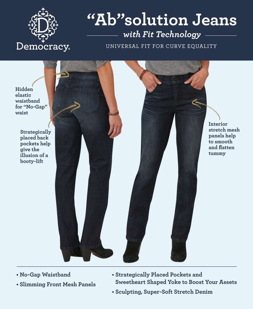 Democracy Petite "Ab"solution Luxe Touch Itty Bitty Bootcut Jeans