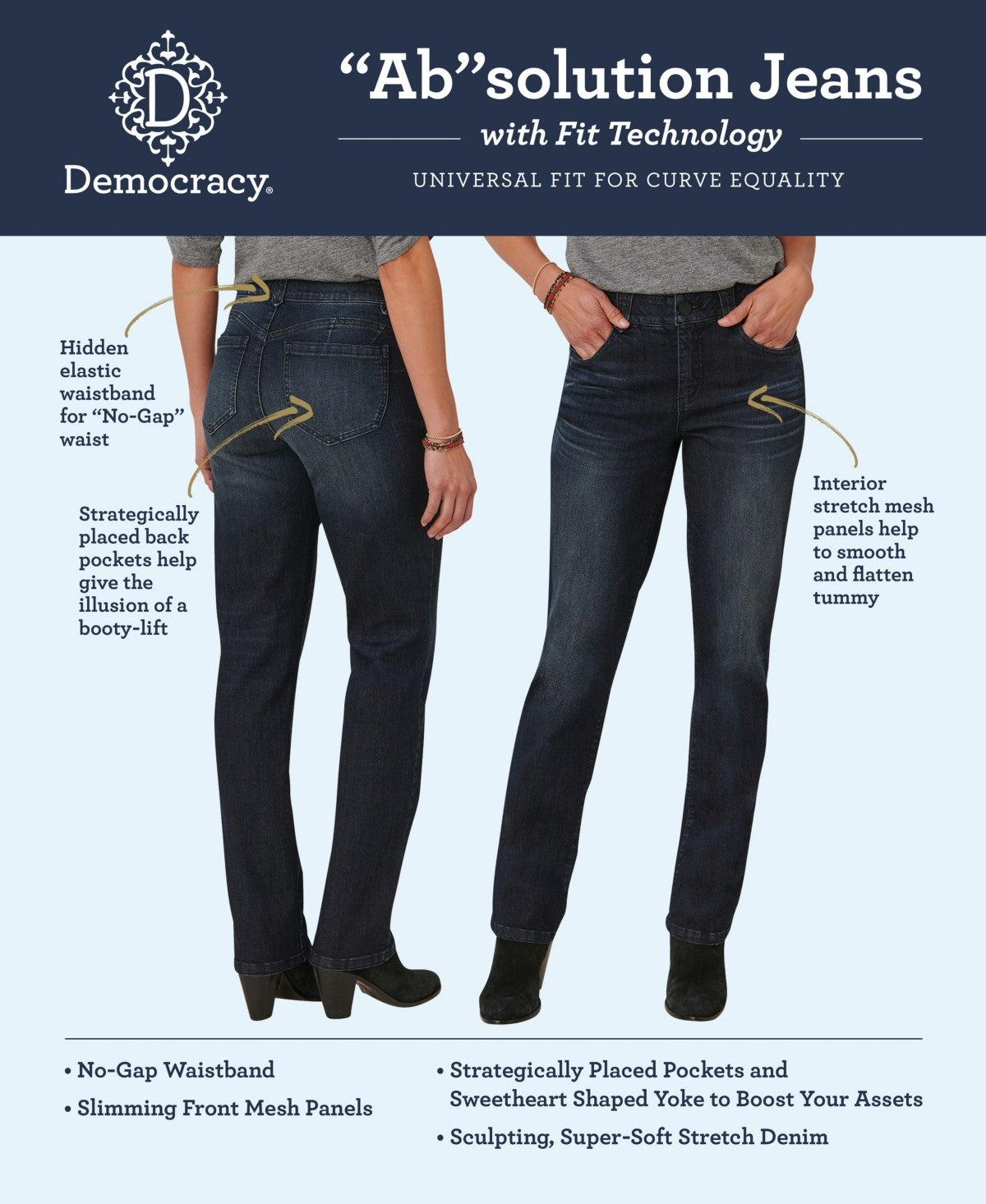 Democracy Petite "Ab"solution Luxe Touch Itty Bitty Bootcut Jeans