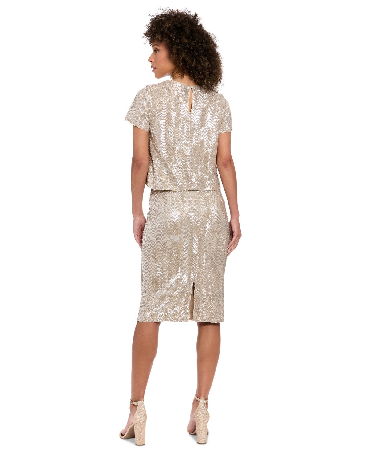 Muse Women's Sequin-Pattern Pencil Skirt - Champagne