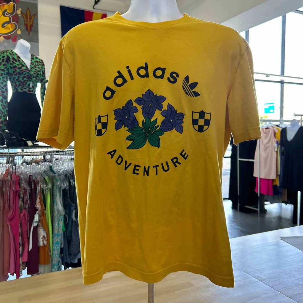 Adidas Size M Yellow Preloved T-Shirt SS