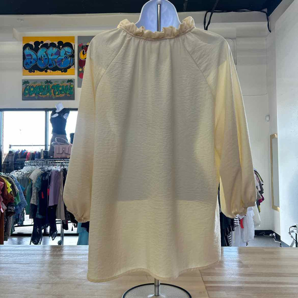NY Collection Size 1X Cream Preloved Blouse LS