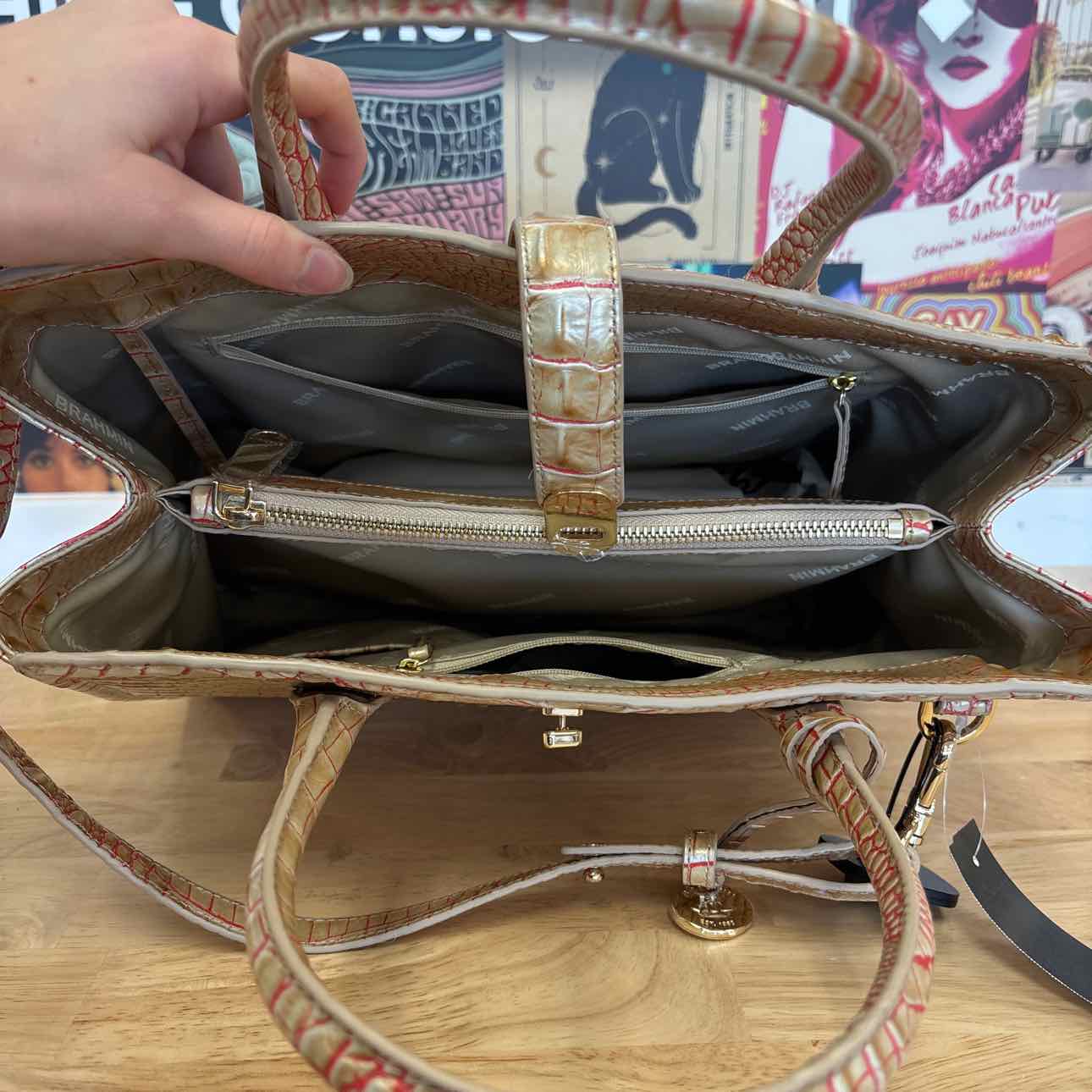 Brahmin Tan/Pink Preloved Handbag