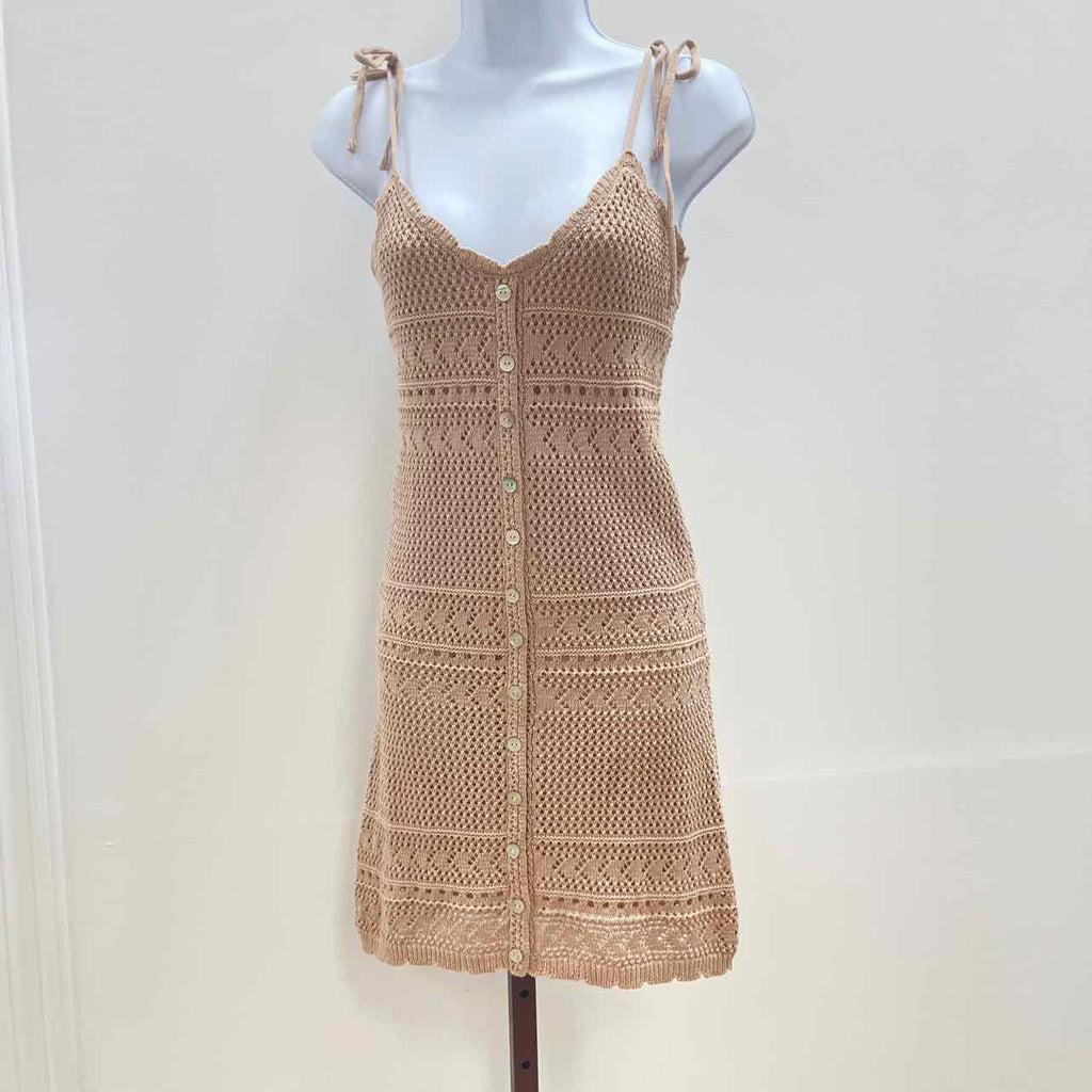 hippie rose Size XS Crochet Tie-Strap Mini Dress