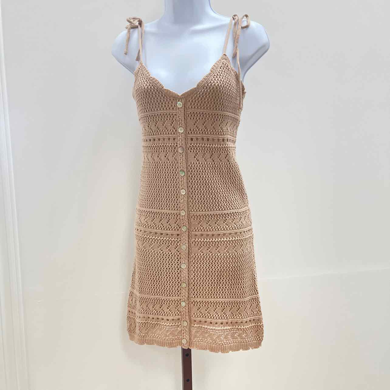 hippie rose Size XS Crochet Tie-Strap Mini Dress