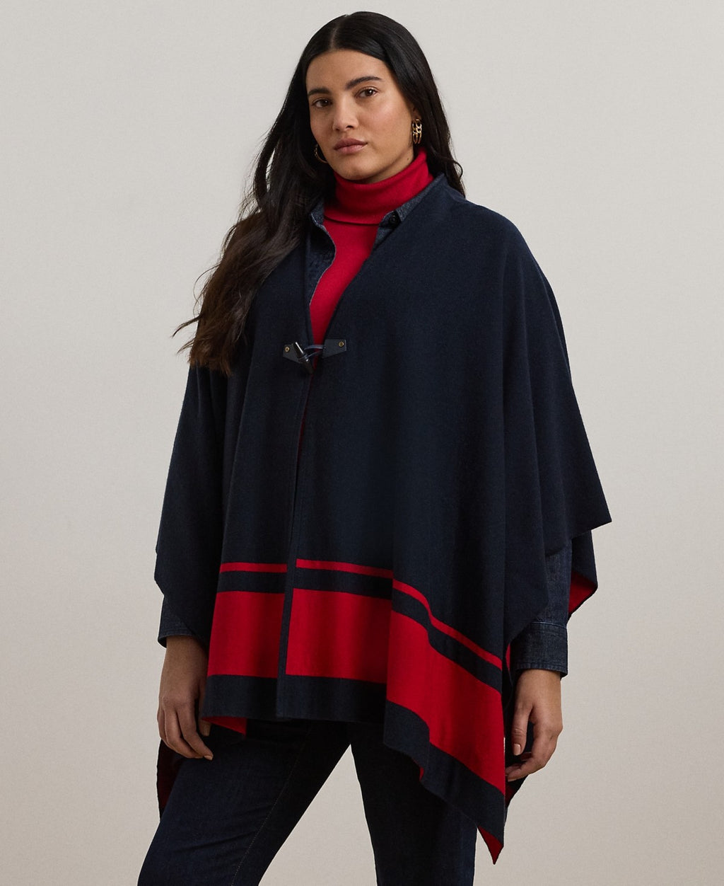 Ralph Lauren Size One Size Navy/Red Poncho