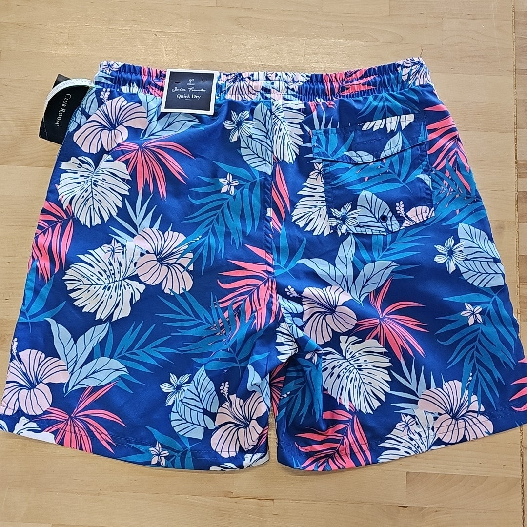 Club Room Men's Hibiscus Floral Print 7" Swim Trunks