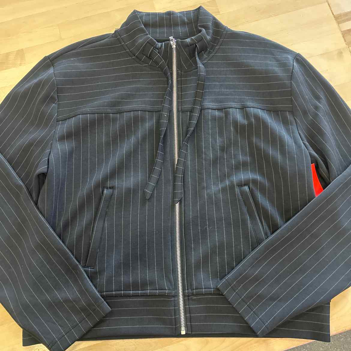 Dkny Women's Pinstripe Zip-Front Stand-Collar Jacket