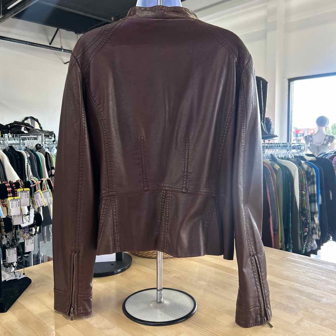 Black Rivet Size XL Brown Faux Leather Jacket