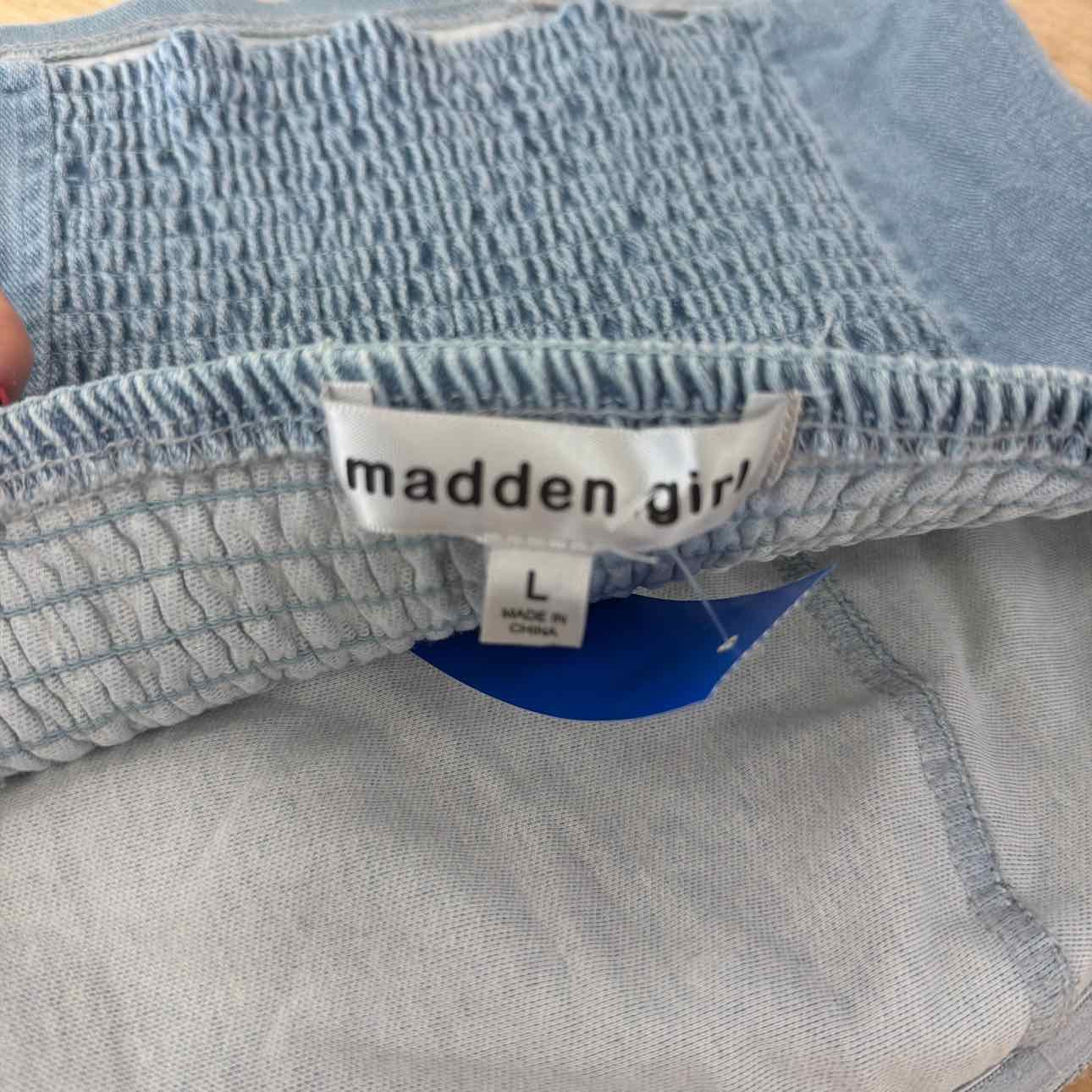 Madden Girl Size L Denim Tube Top - Light Wash