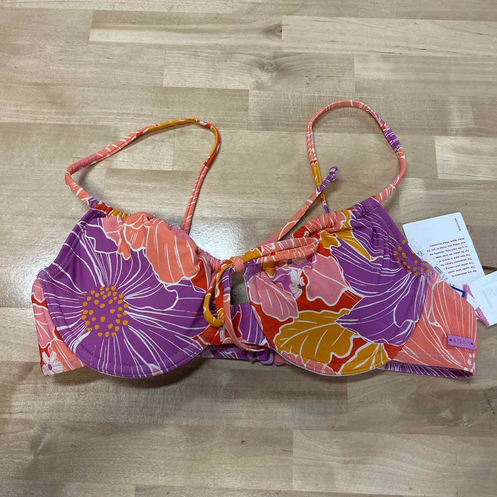 Roxy Size S Ruched Swim Bikini Top