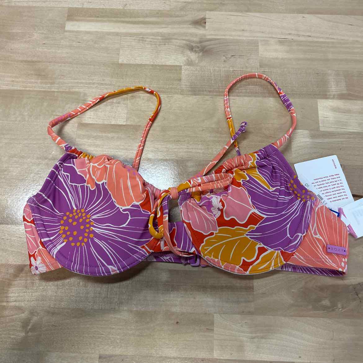 Roxy Size S Ruched Swim Bikini Top