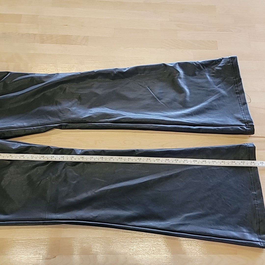 Rewash Size L Black Vegan Leather Pull on Flare Pants