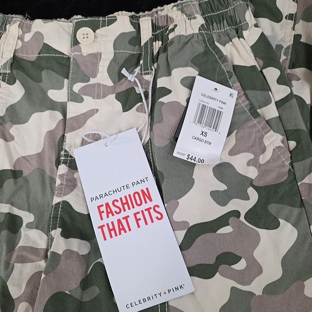 Celebrity Pink Juniors' Camo-Print Drawcord-Hem Parachute Pants