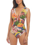 Bleu by Rod Beattie Womens Tropical-Print Cap-Sle Multi 14