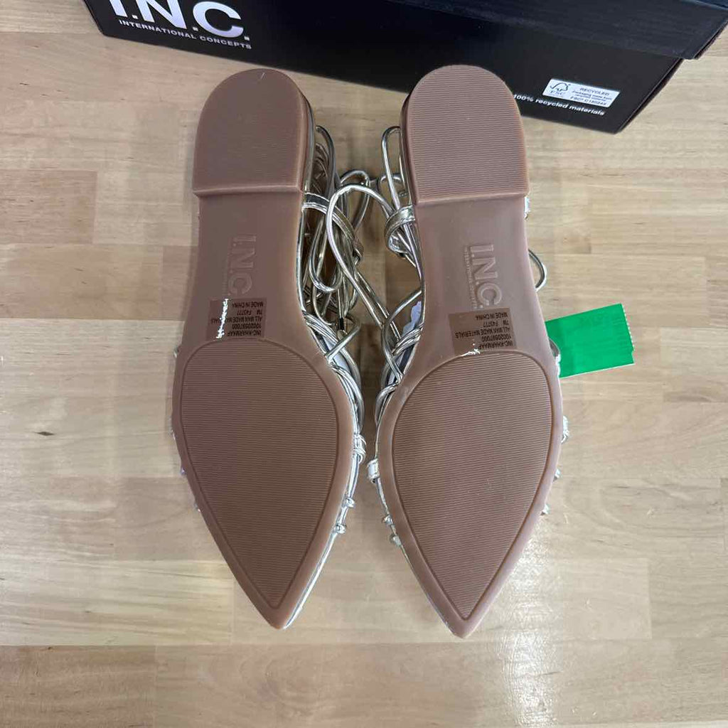 I.n.c. International Concepts Women's Kharmaa Lace-up Flat Sandals - Gold - 7