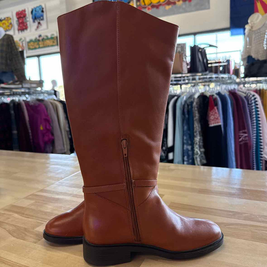 Arezzo Women's Mckenna Low Block Wide Calf Leather Boots